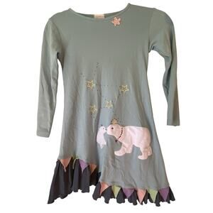 Girls Size 8 Lemon Loves Lime Dress & Leggings Set Embroidered Polar Bear Stars